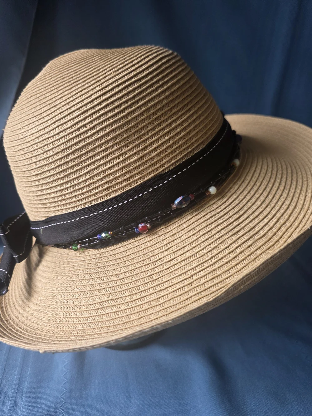 Vingtage Cov-Ver Your World Natural Fiber Woven Sun Hat Panama Boho One Size